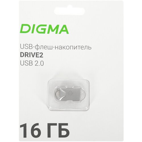 USB 16Gb Digma DRIVE2 DGFUM016A20SR USB2.0 серебристый
