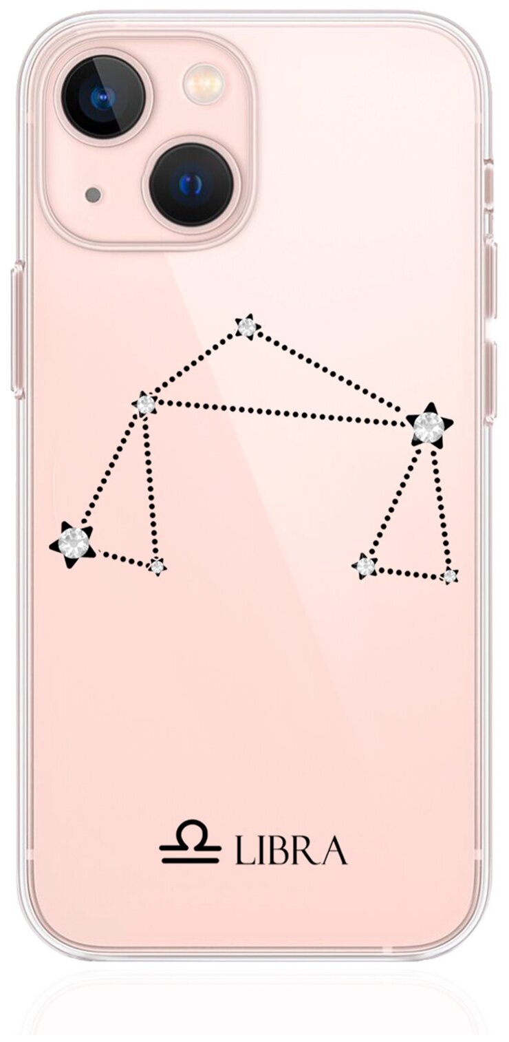 Прозрачный силиконовый чехол с кристаллами Lux для iPhone 13 Mini Знак зодиака Весы Libra для Айфон 13 Мини