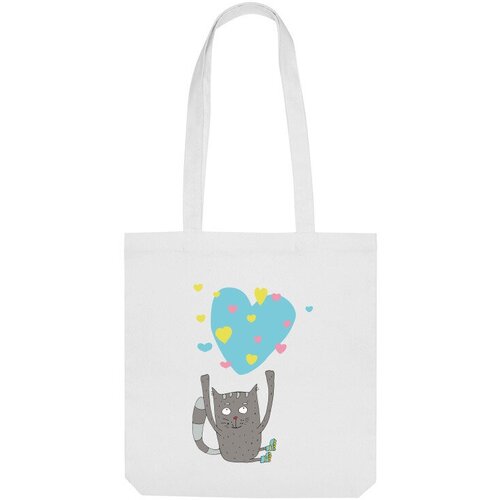 Сумка шоппер Us Basic, белый сумка влюблённый кот желтый