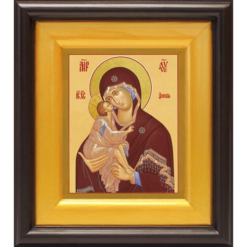 Донская икона Божией Матери, в широком киоте 16,5*18,5 см донская икона божией матери в широком киоте 21 5 25 см