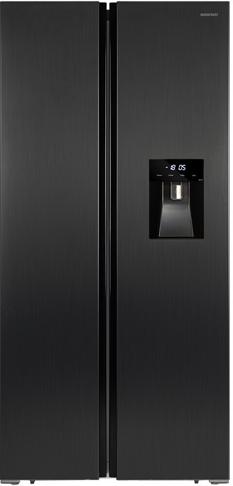 Холодильник NORDFROST RFS 484D NFXd, Side-by-Side, инвертор, 472 л, темная нержавеющая сталь - фотография № 1