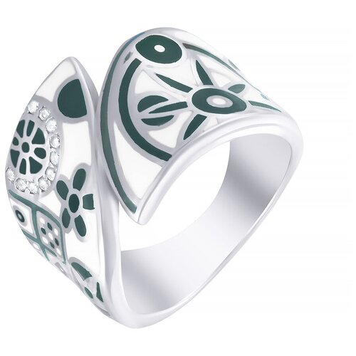 фото Element47 широкое ювелирное кольцо из серебра 925 пробы с кубическим цирконием и эмалью ktr-193-1_ko_enam_001_wg, размер 17