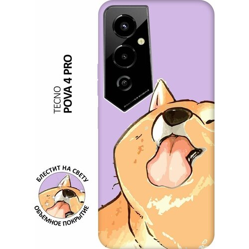 Силиконовый чехол на Tecno Pova 4 Pro, Техно Пова 4 Про Silky Touch Premium с принтом Shiba сиреневый силиконовый чехол на tecno pova 4 pro техно пова 4 про silky touch premium с принтом little prince сиреневый