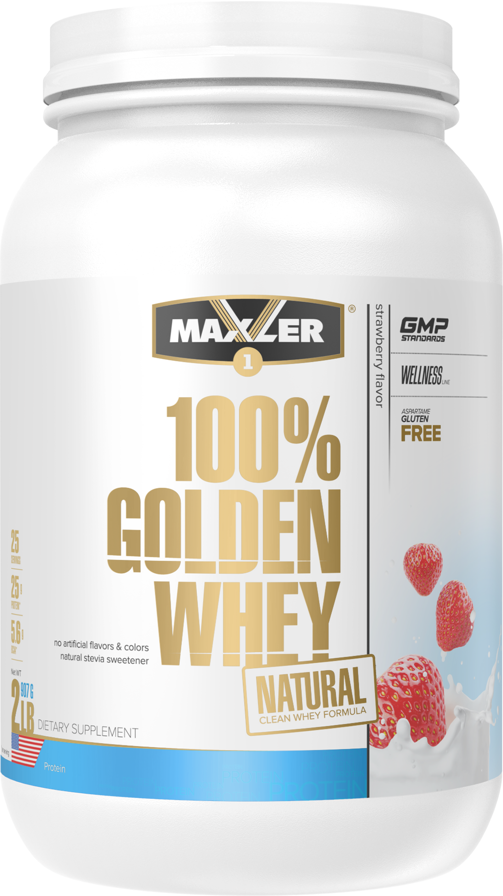 Maxler Golden Whey Natural (907 гр) (клубника)