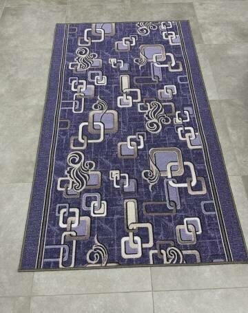 Ковровая дорожка , ковёр безворсовый Carpet World "Фиолетовые цепи с серым" , полиамид , микрофибра , 0.80x2.00m - фотография № 7