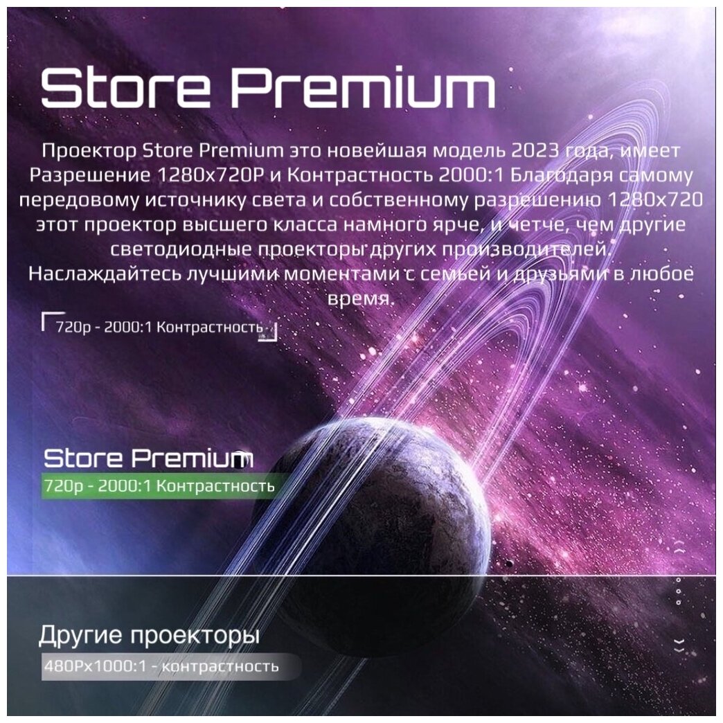 Проектор Store Premium v90 (Wi Fi + Подключение к Телефону) / / Видео проектор 4 К Full HD для дома