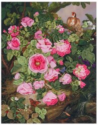 PANNA Набор для вышивания Живая картина Розы королевы Виктории 25 x 19,5 см (JK-2034)