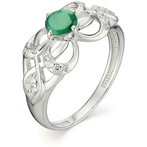 фото Алькор кольцо с агатом и фианитами из серебра 01-0991-00аг-00, размер 16