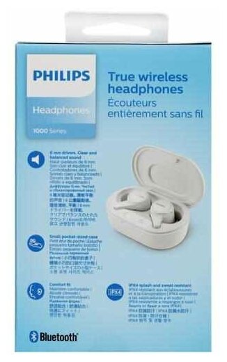 Гарнитура Philips TAT1207WT Bluetooth вкладыши белый [tat1207wt/00]