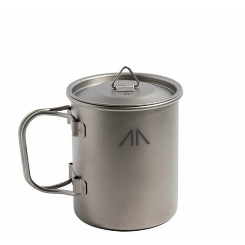 Сверхлегкая титановая кружка GORAA Single-Wall Titanium Mug With Folding Handle And Lid со складными ручками и крышкой сверхлегкая титановая фляга goraa titanium pocket flask with funnel с воронкой в комплекте