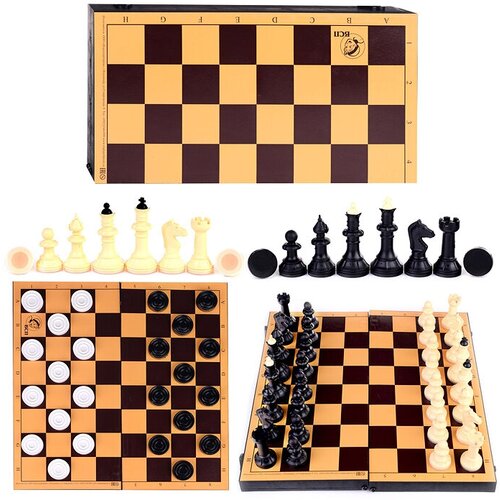 Шахматы обиходные с шахматной доской пластик 30/30 см и шашками (выс. короля 71мм)