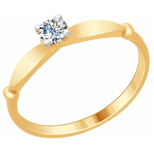 фото Sokolov кольцо из золочёного серебра с фианитами 89010095, размер 18