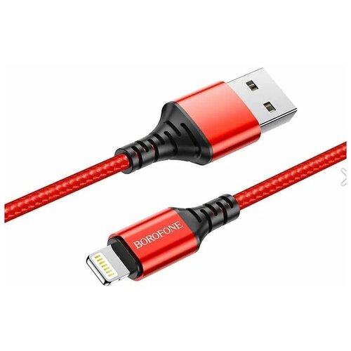 Кабель для зарядки iphone Lightning плетеный красный кабель usb type c borofone bx54 ultra bright чёрный 1м