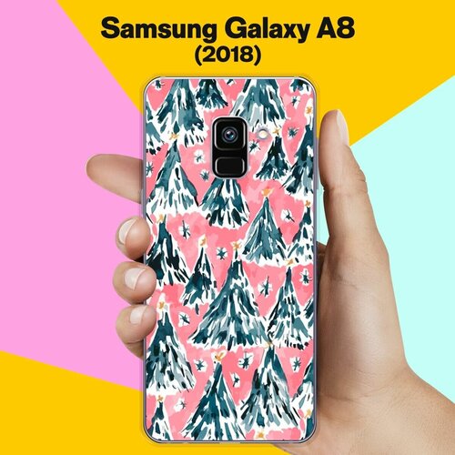 Силиконовый чехол на Samsung Galaxy A8 (2018) Узор новогодний / для Самсунг Галакси А8 2018 жидкий чехол с блестками дед мороз с елочкой на samsung galaxy a8 самсунг галакси а8 плюс 2018