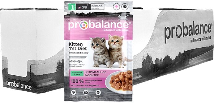 Пауч ProBalance Kitten 1`st Diet для котят с кроликом, 85 гр x 25 шт