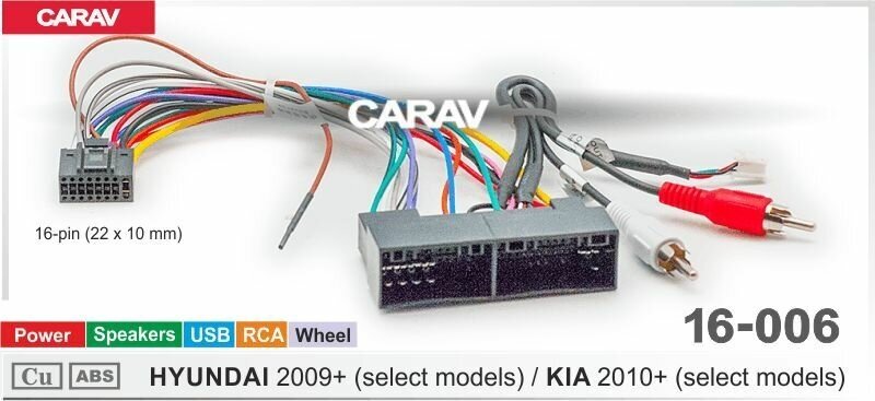 Адаптер CARAV 16-006 дополнительное оборудование для подключения 7/9/10.1 дюймовых автомагнитол на автомобили HYUNDAI 2009+ (select models)