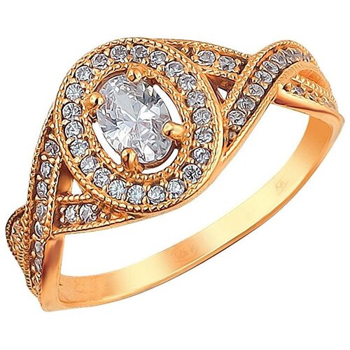 фото Эстет кольцо с 57 фианитами из серебра с позолотой 01к1510763а, размер 17