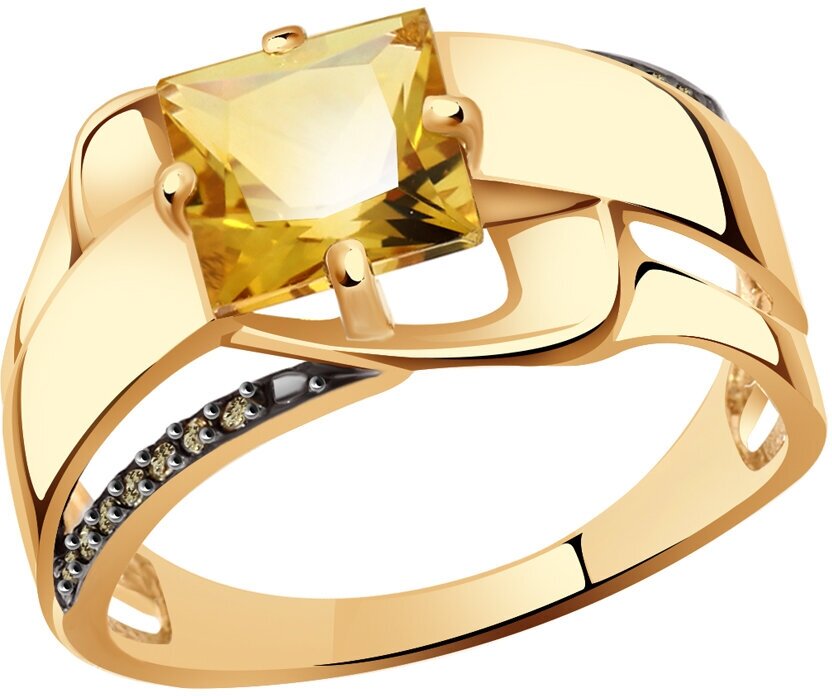 Кольцо Diamant online, золото, 585 проба, цитрин, фианит
