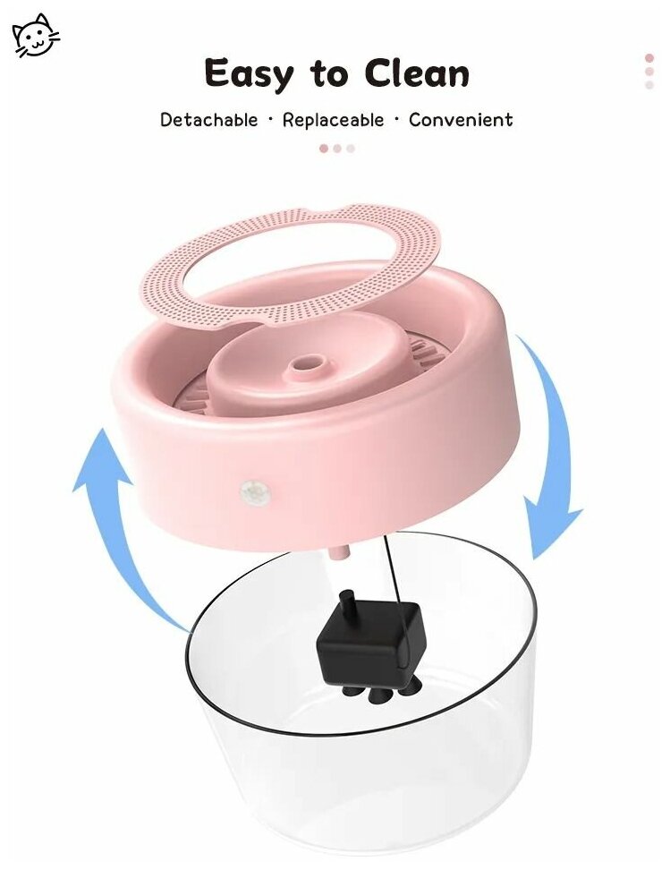 Автоматическая поилка-фонтан для кошек ZooWell Smart беспроводная, с сенсором - фотография № 4