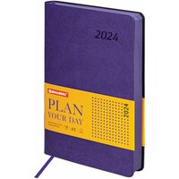 Ежедневник планинг датированный 2024 А5 138x213мм Brauberg Stylish, под кожу гибкий, фиолетовый, 114892