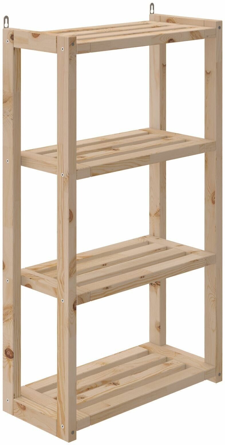 Стеллаж деревянный универсальный, 4 полки (88*50*23) см, этажерка из массива березы, DAIVA casa.