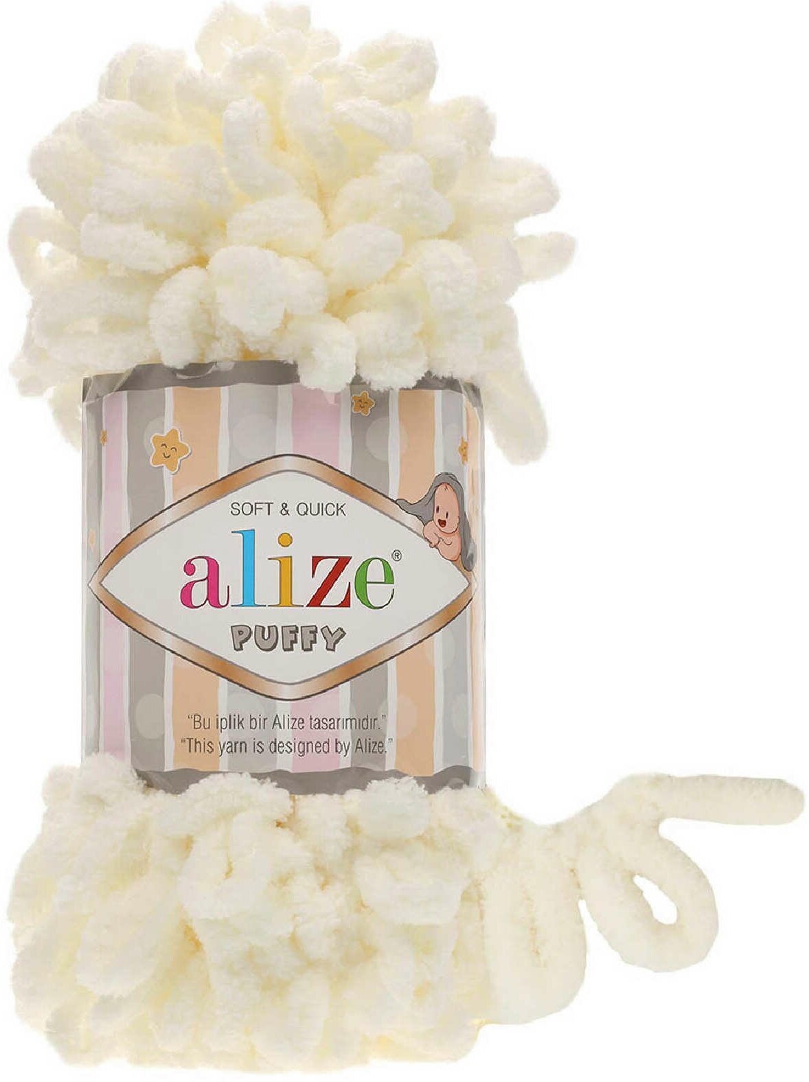 Пряжа Alize Puffy молочный (62), 100%микрополиэстер, 9м, 100г, 1шт