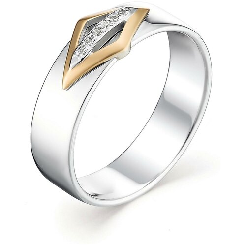 фото Алькор кольцо с 6 бриллиантами из серебра и золота 01-1107-000б-00, размер 17.5