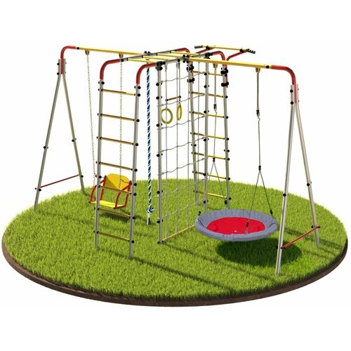 Детский спортивный комплекс для улицы, игровая уличная площадка для детей, для сада и дачи с двумя качелями