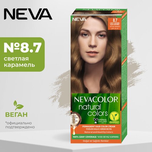 Стойкая крем-краска для волос Neva Natural colors № 8.7 Светлая карамель