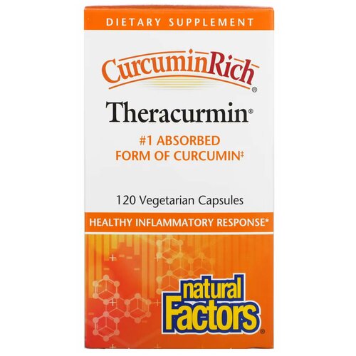 Natural Factors, CurcuminRich, Theracurmin, куркумин, 120 растительных капсул