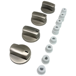 Комплект универсальных серебристых ручек для плиты 4 шт - изображение