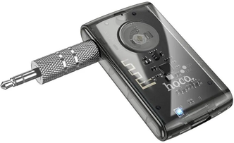 Автомобильный Bluetooth-приемник HOCO E66 Transparent discovery edition, 200 мАч, Jack 3.5мм/Bluetooth, черный джаз