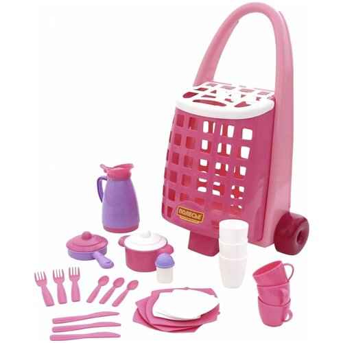 фото Полесье. забавная тележка + набор детской посуды (31 элемент)