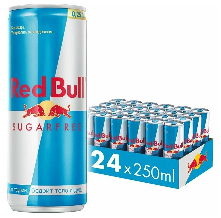 Red Bull Sugarfree (без сахара) 0,25л х 24 шт - фотография № 3