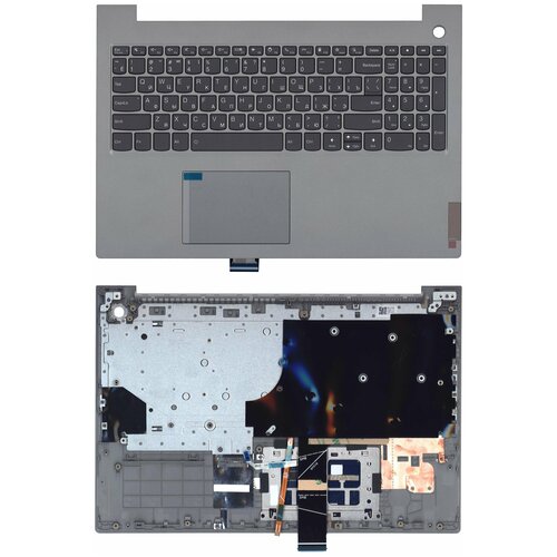 Клавиатура (топ-панель) для ноутбука Lenovo ThinkBook 15p IMH темно-серая с серым топкейсом, с подсветкой