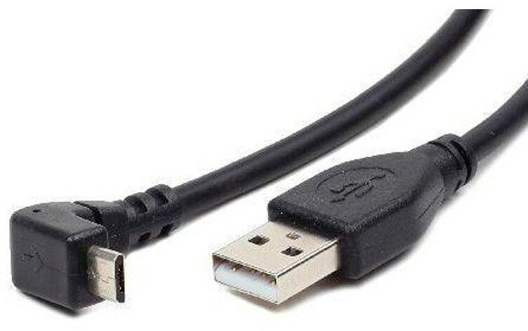 Кабель USB 2.0 A - micro USB 5pin (m-m), 1,8м угловой, экран Gembird CCP-mUSB2-AMBM90-6