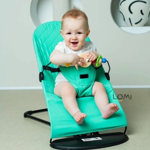 Качели для новорожденных, кресло-качалка для малышей, шезлонг детский + дуга с игрушкой, мятный