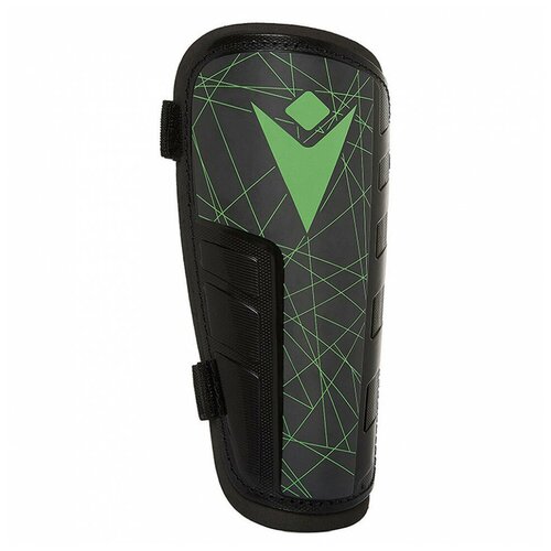 фото Щитки футбольные macron lister sr 5023072-ngrn-sr, без гол, с застежкой эва, пластик, черно-зеленый