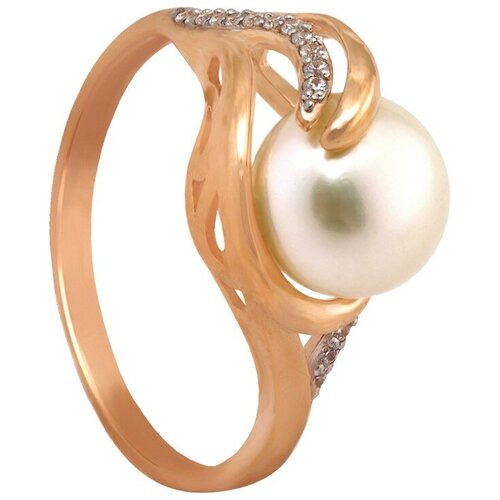 фото Примаэксклюзив кольцо с жемчугом и фианитами из красного золота 190-1-552р, размер 18