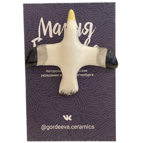 Брошь Мария Гордеева, белый керамическая брошь чайка 2