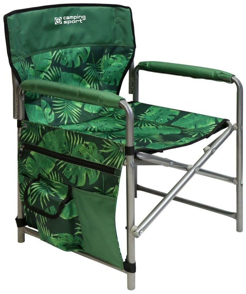 Кресло складное с карманами КС1/2 арт. КС1/2 (2 шт в упаковке (каркас серый, цвет тропич листья на теином)
