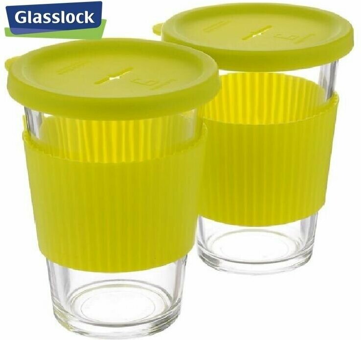 Набор стаканов Glasslock GL-1363 (380ml х 2, зеленый силикон) Hoff - фото №3