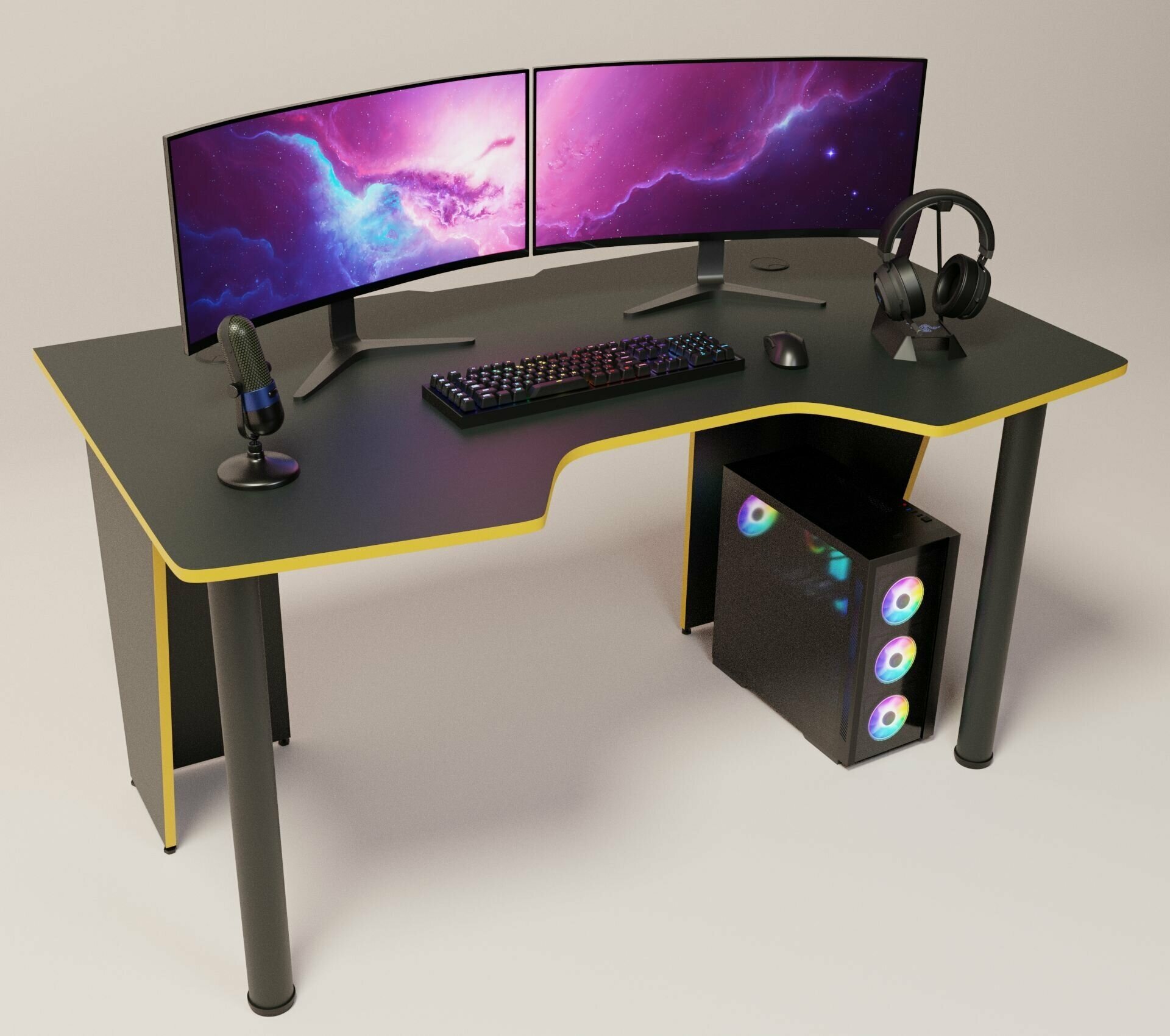 Игровой компьютерный стол FPS 140х78х73 Черно-желтый