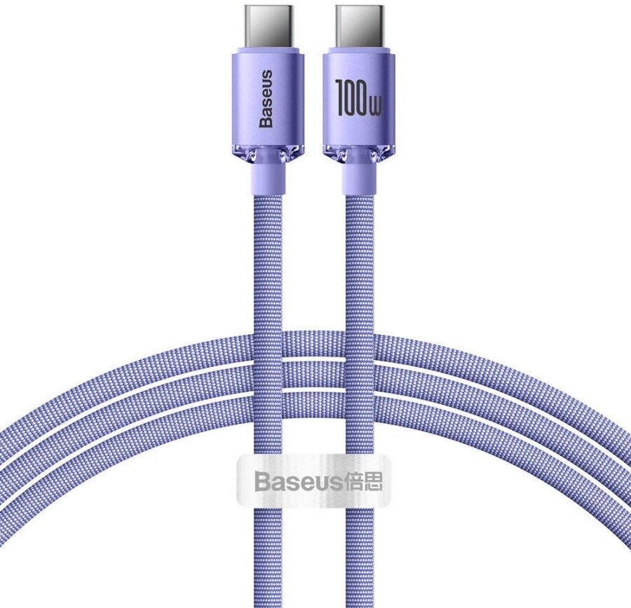 Кабель Baseus Crystal Shine Series Fast Charging Data Cable Type-C to Type-C 100W 2m Purple (CAJY000705)