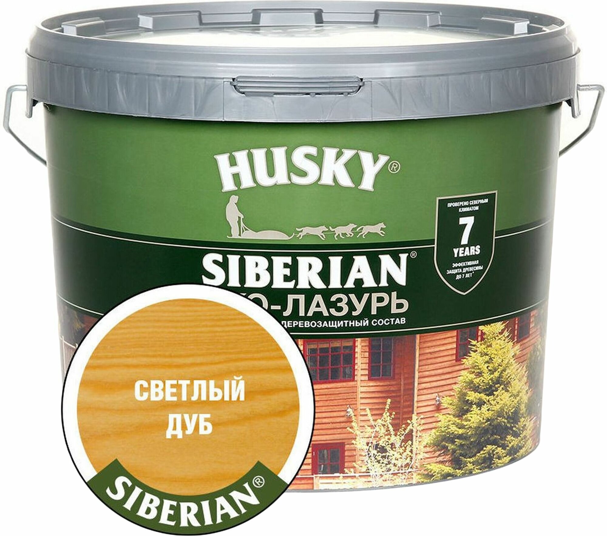 Лазурь HUSKY Siberian 9 л полуматовая светлый дуб