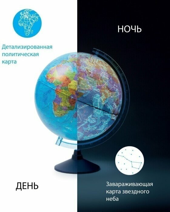 Глобус политический День и Ночь с подсветкой от батареек 250мм " Globen " батарейки в комплект не вход