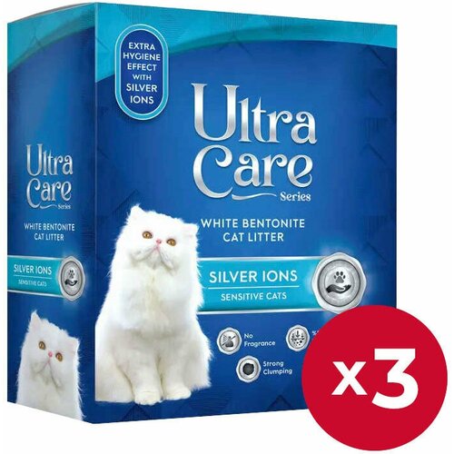 Ultra Care Silver Ions Sensitive гипоаллергенный комкующийся наполнитель для кошачьего туалета с ионами серебра