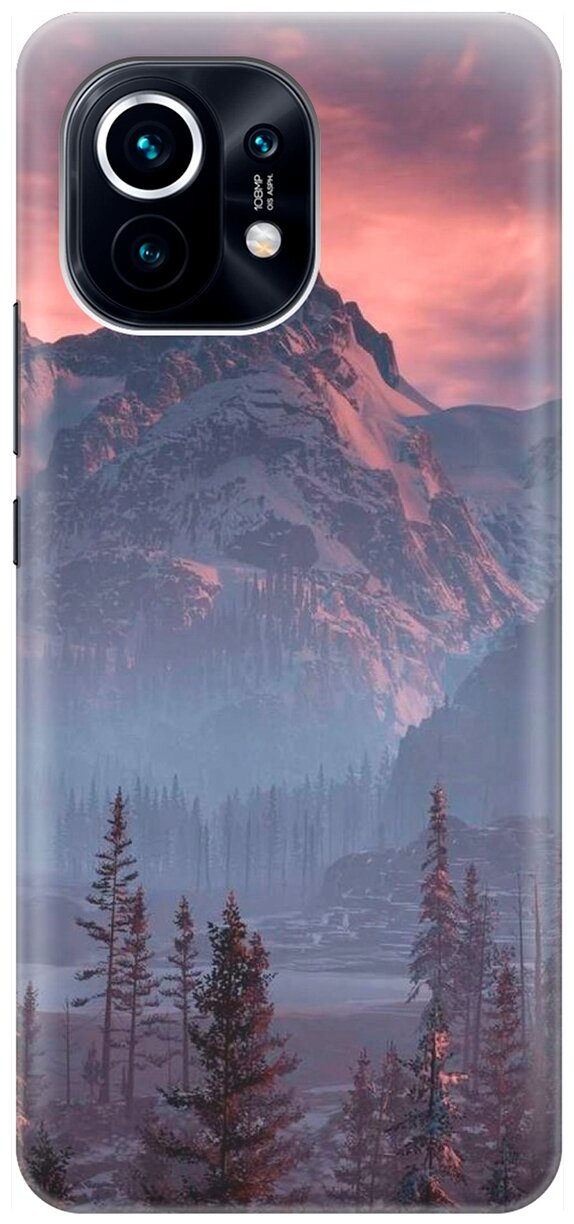 RE: PA Накладка Transparent для Xiaomi Mi 11 с принтом "Лес, горы, зарево"