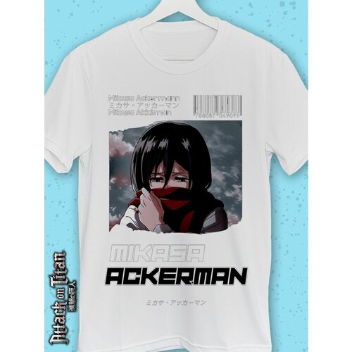 фото Футболка размер 50, белый, черный хилари аниме