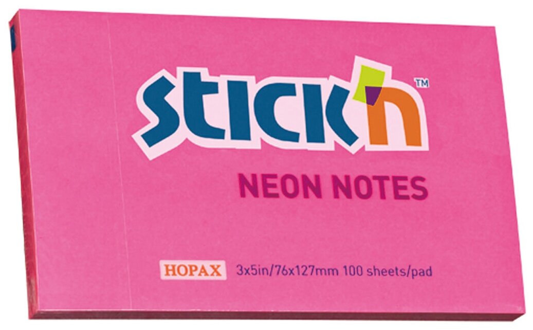 Stick'n Блок неоновый самоклеящийся 76 x 127 мм 100 листов цвет малиновый